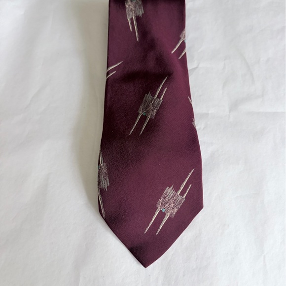 Giorgio Armani, vintage abstract, burgundy men’s silk tie - Picture 3 of 5